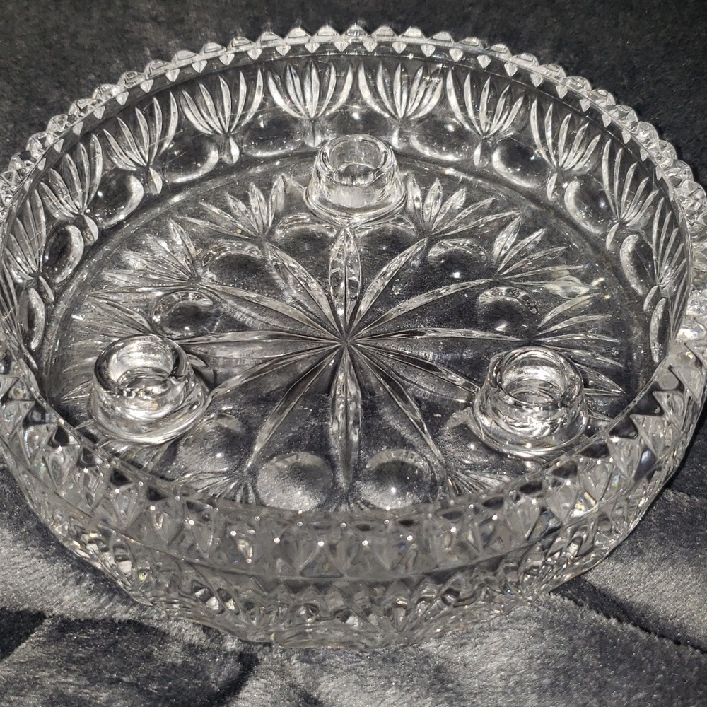 Lead Crystal Princess House By Fostoria 3 Taper Candle Holder